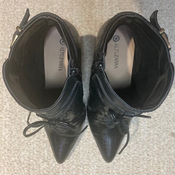 Altuzarra collab lace up bootie, womens size 7 black faux leather ankle boot - Picture 11 of 13